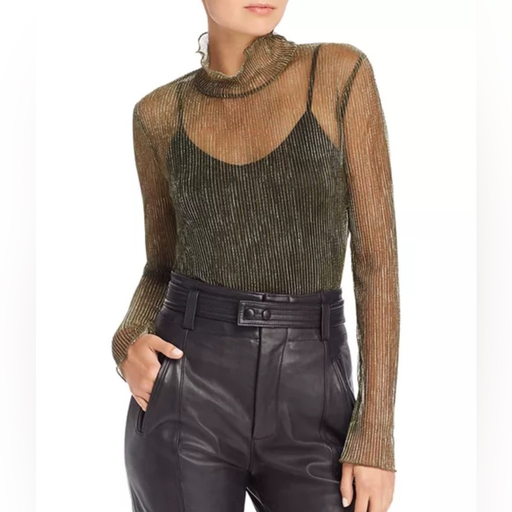 NEW Joie Elmeria‎ Sheer Metallic Turtleneck - S